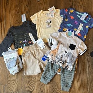 Brand new baby boy clothes. 5 shirts, 2 shorts and 3 pairs of pants.